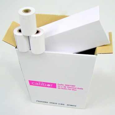 X 1 Box – Calibor EFTPOS Machine Thermal Paper 57×38 50 Rolls/Box